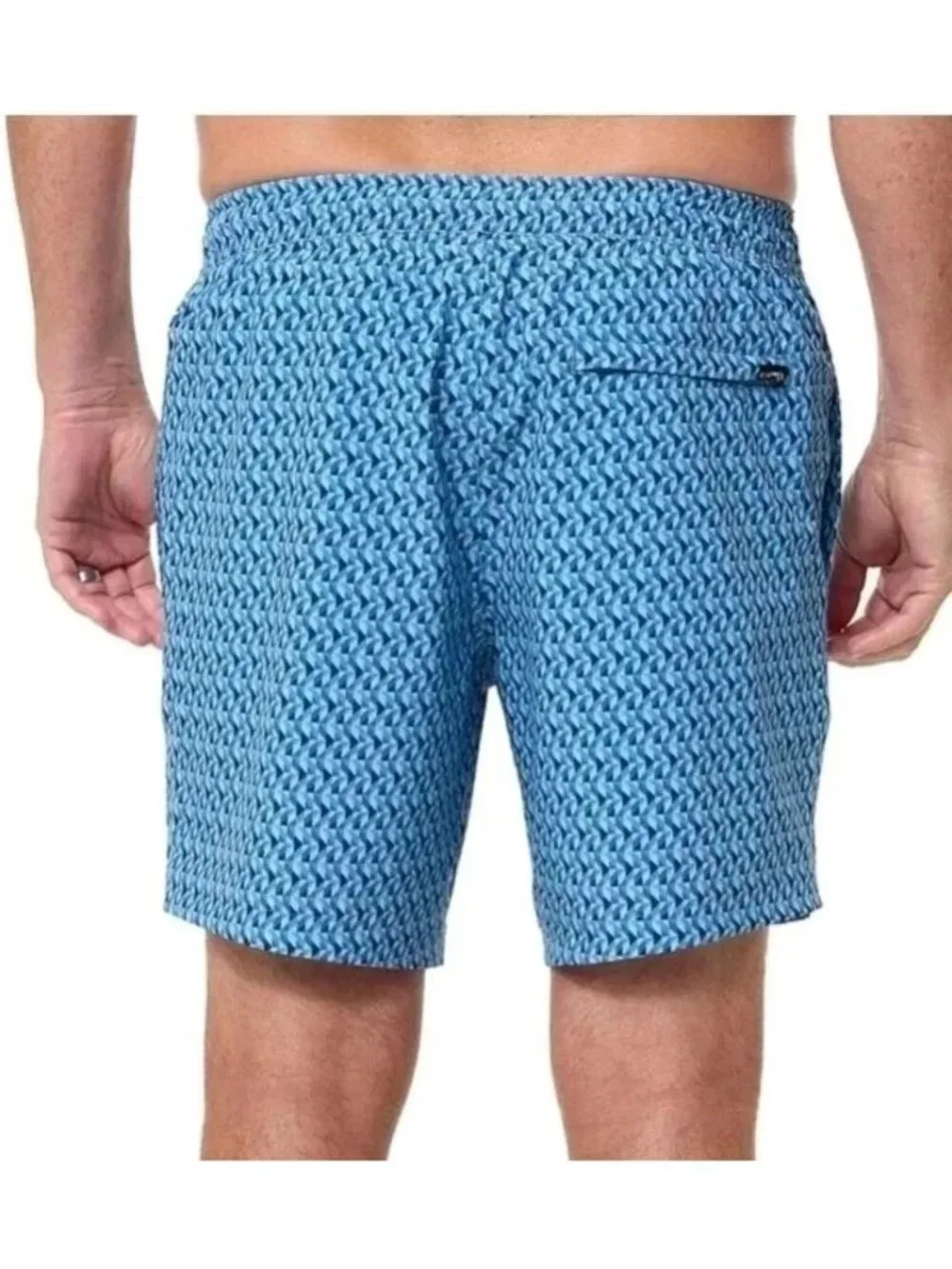 NWT Bonobos Men's XXL Swim Shorts Blue Geometric Print 7-Inch Inseam Mesh Liner